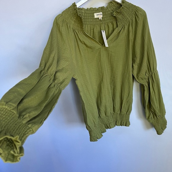 NWT Anthropologie Porridge Long-Sleeve Gauze Smocked Top M - Picture 7 of 12